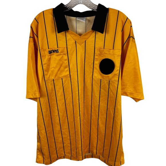 Olympus Size XL Yellow & Black Striped Referee Shirt 80% Polyester 20% Cotton - Picture 3 of 10